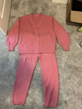 Cozy Pink Knit Cardigan & Jogger Set